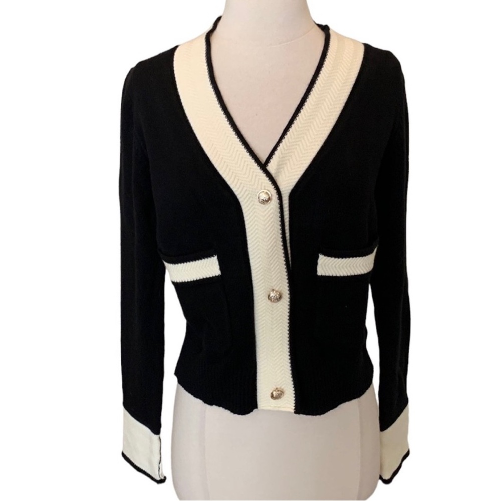 J Inc Black and White Cardigan Sweater